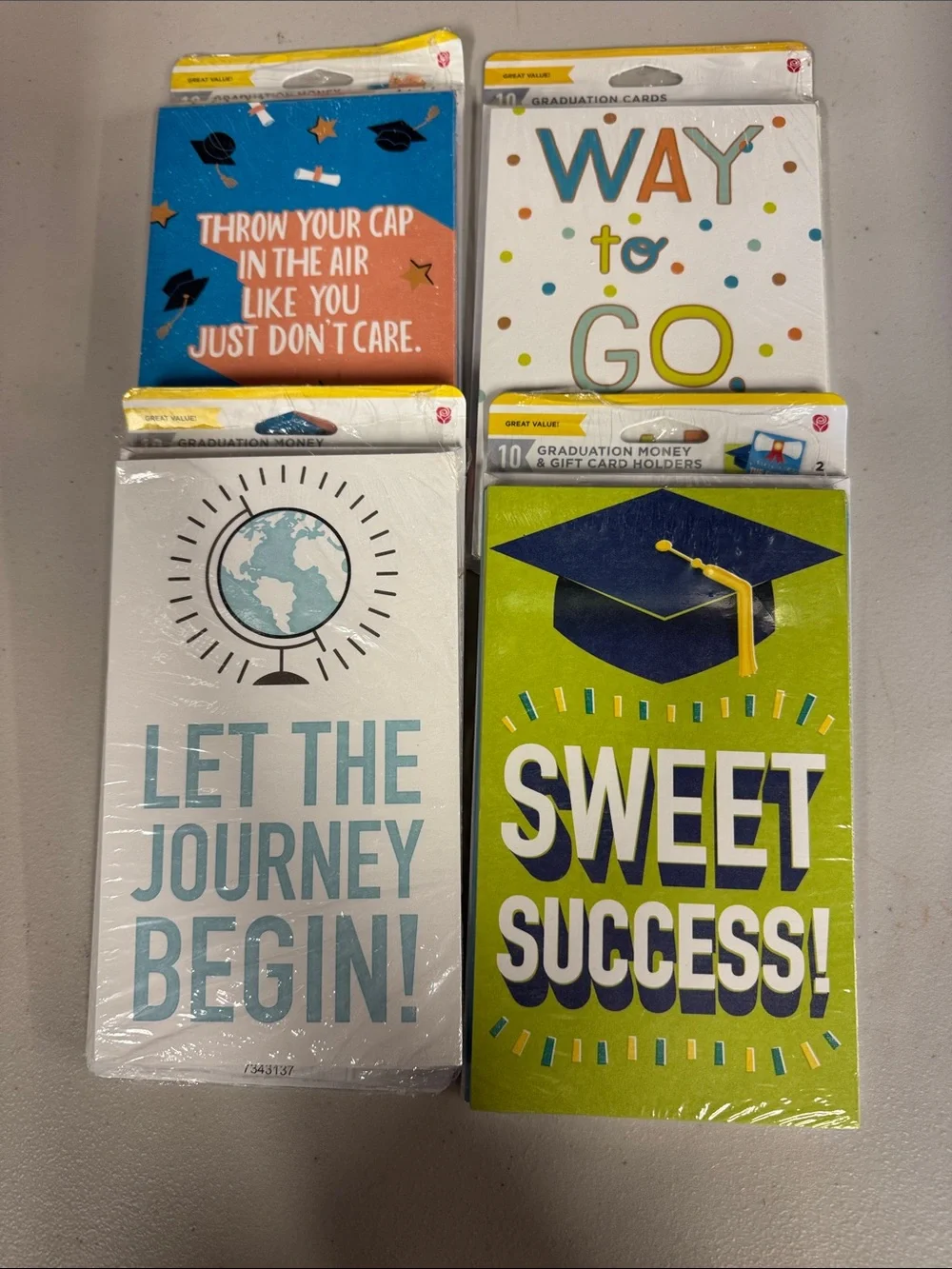 Graduation Card Pack - Green, Blue, White & Teal Assortment